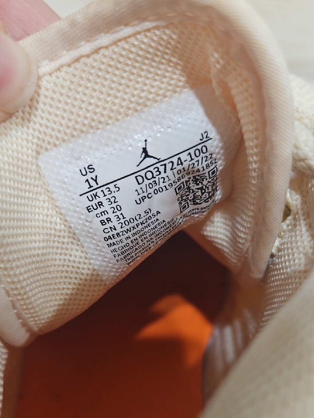 Air Jordan 1 Mid SE Craft Inside Out Kids Beige Gray Low-Top Sneakers 1 Youth - Picture 10 of 10